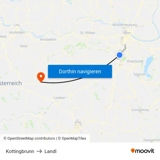 Kottingbrunn to Landl map