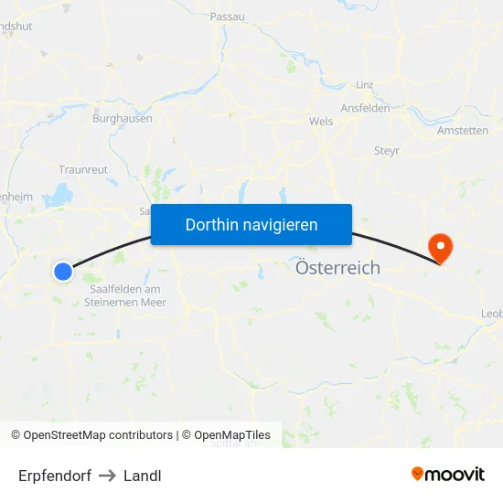 Erpfendorf to Landl map