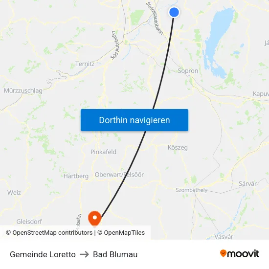 Gemeinde Loretto to Bad Blumau map