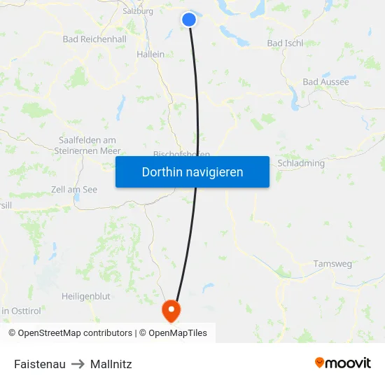 Faistenau to Mallnitz map