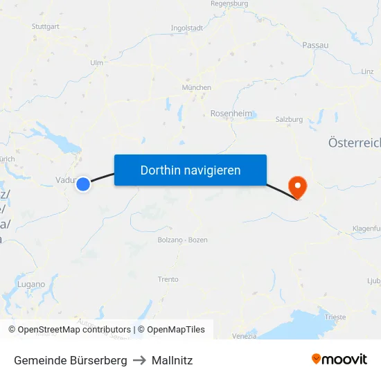 Gemeinde Bürserberg to Mallnitz map