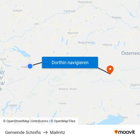 Gemeinde Schnifis to Mallnitz map