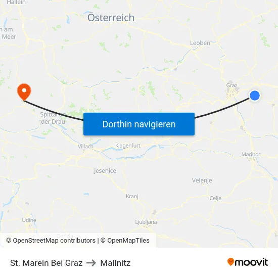 St. Marein Bei Graz to Mallnitz map