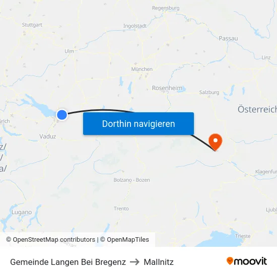 Gemeinde Langen Bei Bregenz to Mallnitz map