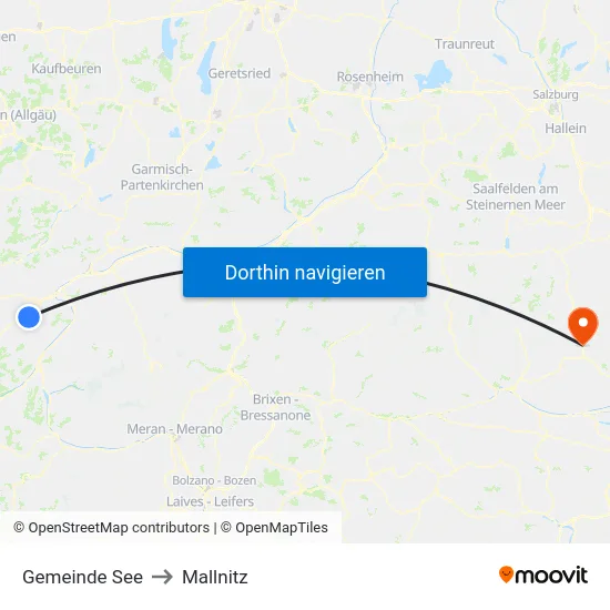 Gemeinde See to Mallnitz map