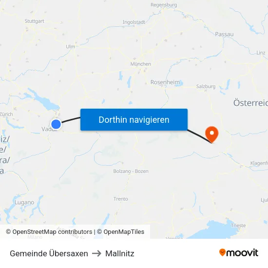 Gemeinde Übersaxen to Mallnitz map