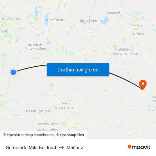 Gemeinde Mils Bei Imst to Mallnitz map