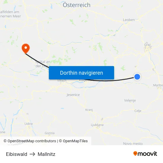 Eibiswald to Mallnitz map