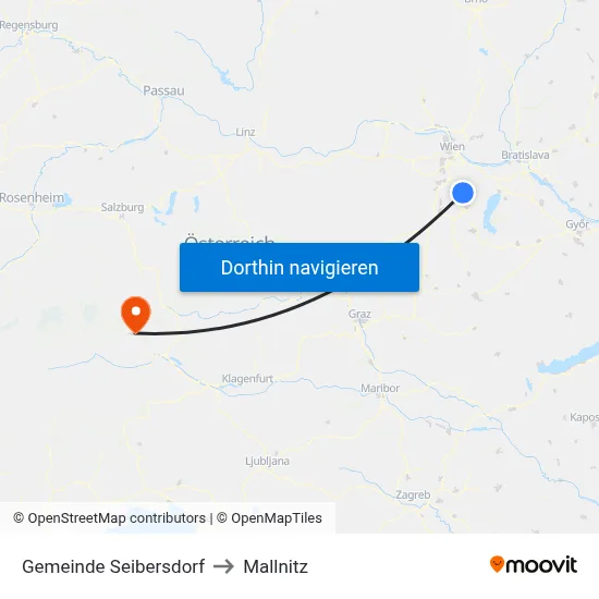 Gemeinde Seibersdorf to Mallnitz map