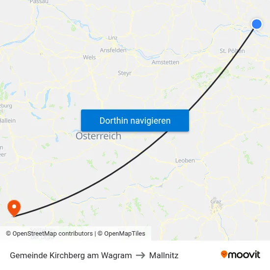 Gemeinde Kirchberg am Wagram to Mallnitz map