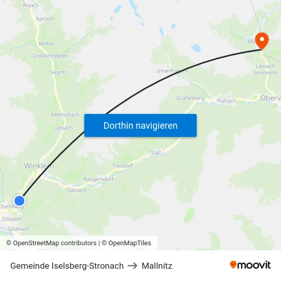 Gemeinde Iselsberg-Stronach to Mallnitz map
