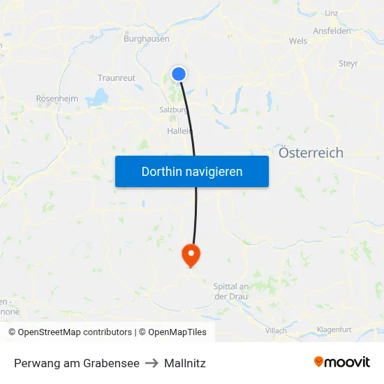 Perwang am Grabensee to Mallnitz map