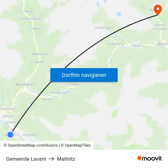 Gemeinde Lavant to Mallnitz map