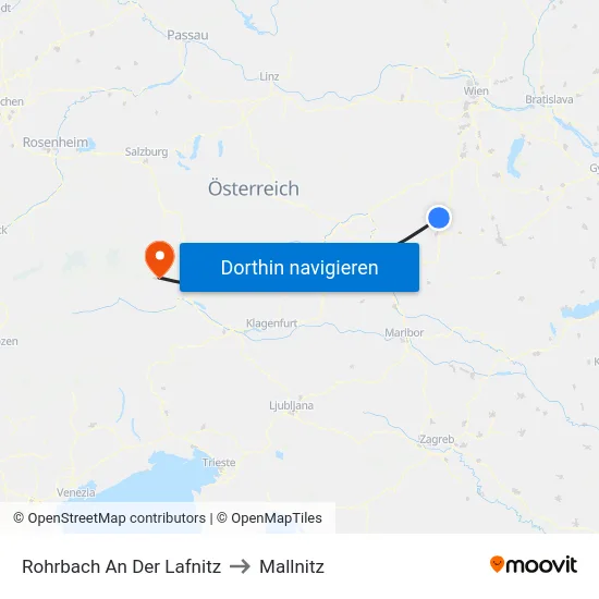 Rohrbach An Der Lafnitz to Mallnitz map
