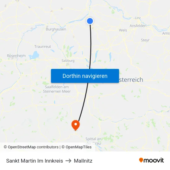 Sankt Martin Im Innkreis to Mallnitz map