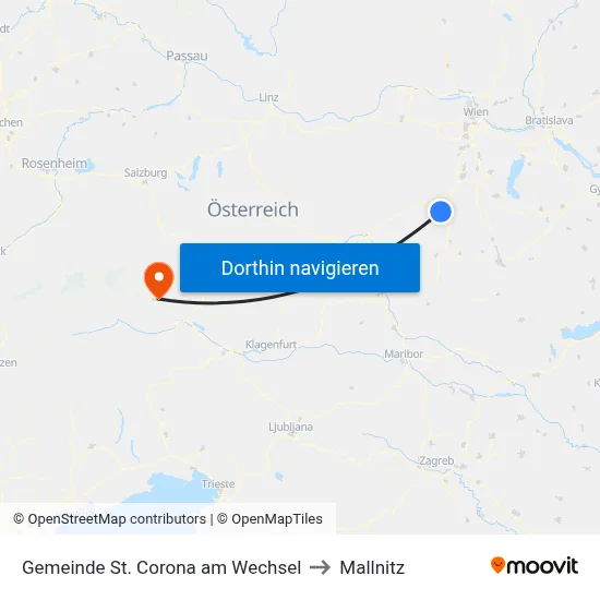 Gemeinde St. Corona am Wechsel to Mallnitz map