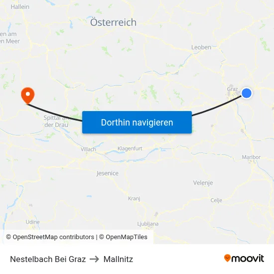 Nestelbach Bei Graz to Mallnitz map