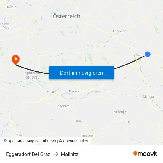 Eggersdorf Bei Graz to Mallnitz map