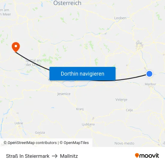 Straß In Steiermark to Mallnitz map