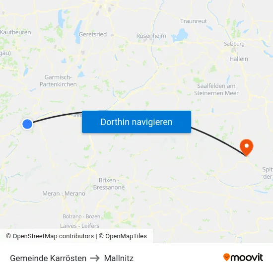 Gemeinde Karrösten to Mallnitz map