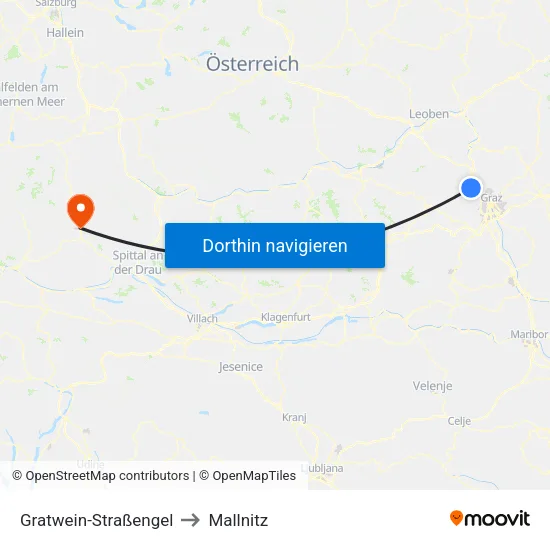 Gratwein-Straßengel to Mallnitz map
