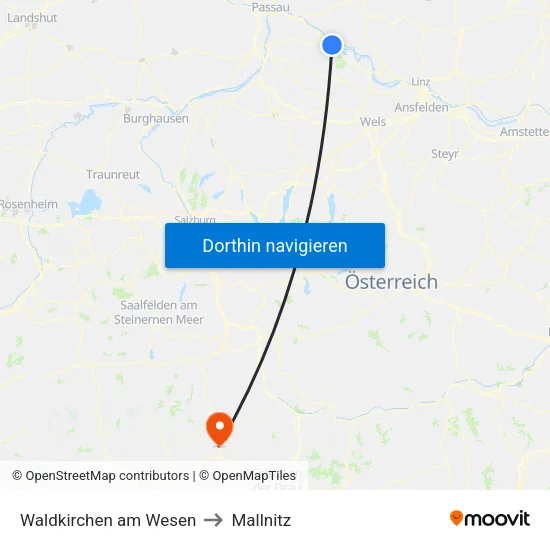 Waldkirchen am Wesen to Mallnitz map