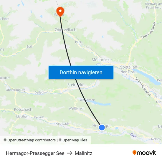 Hermagor-Pressegger See to Mallnitz map