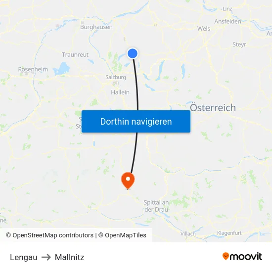 Lengau to Mallnitz map