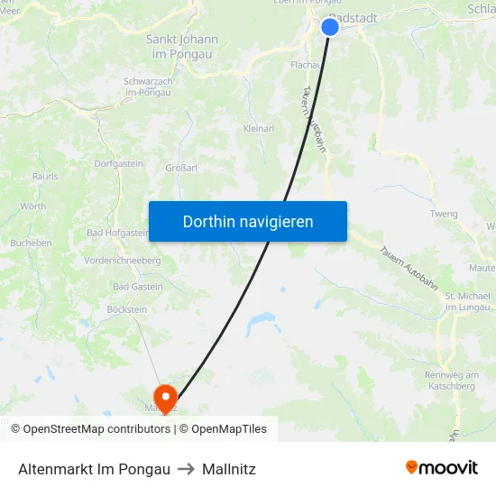 Altenmarkt Im Pongau to Mallnitz map