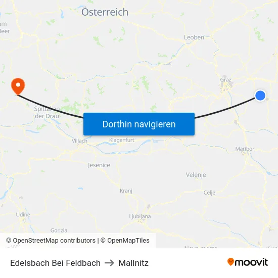 Edelsbach Bei Feldbach to Mallnitz map