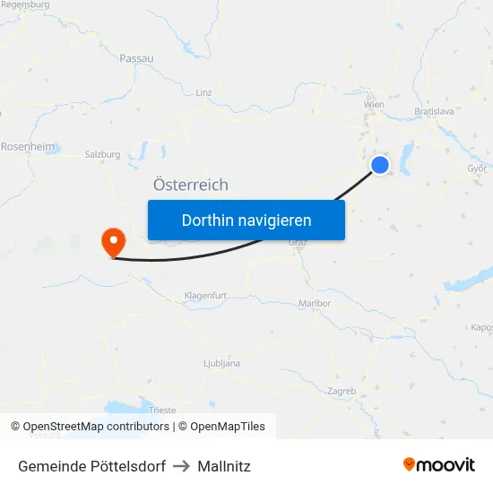 Gemeinde Pöttelsdorf to Mallnitz map