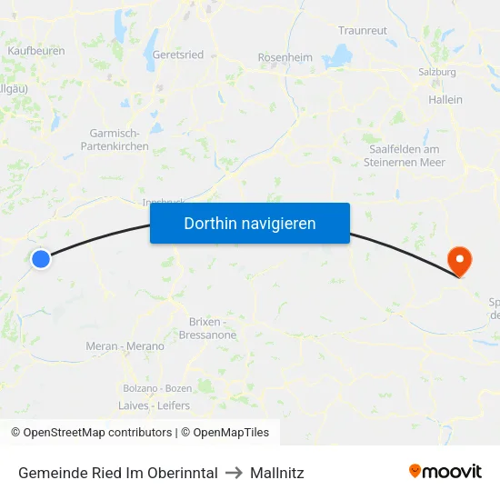Gemeinde Ried Im Oberinntal to Mallnitz map