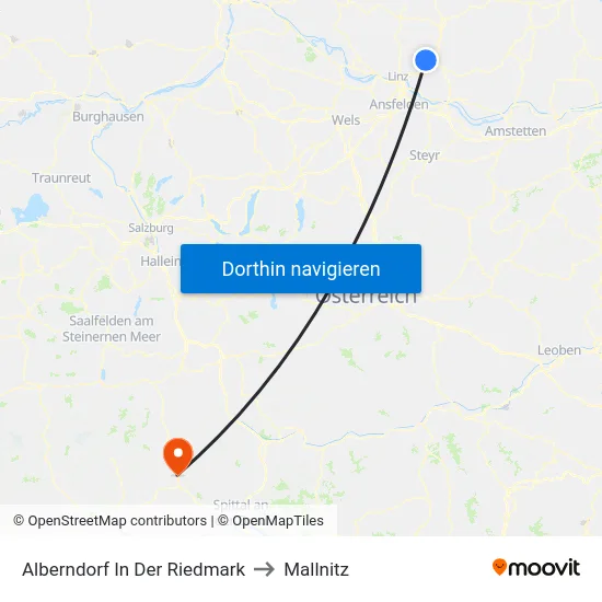 Alberndorf In Der Riedmark to Mallnitz map