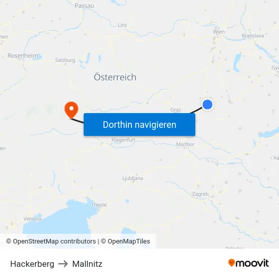 Hackerberg to Mallnitz map