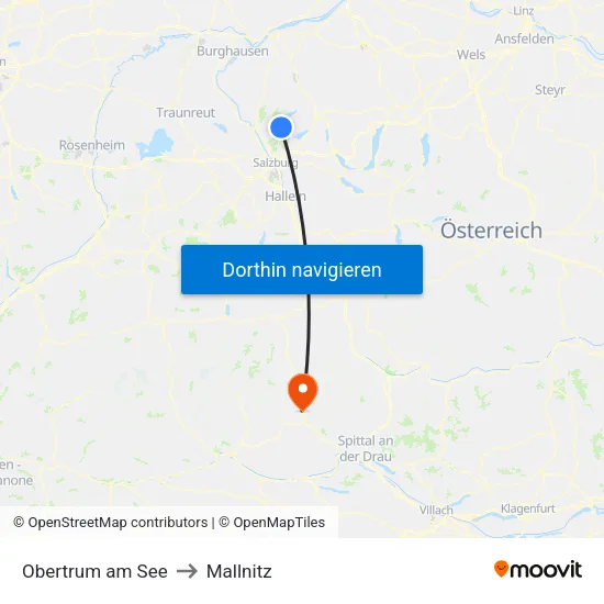 Obertrum am See to Mallnitz map