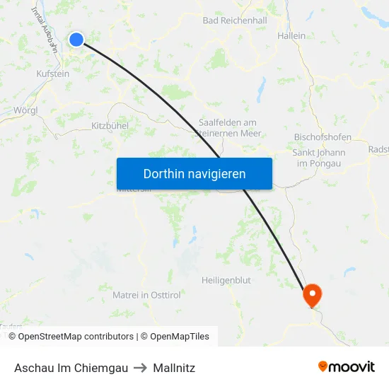 Aschau Im Chiemgau to Mallnitz map