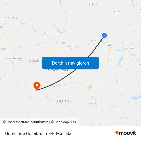 Gemeinde Hollabrunn to Mallnitz map
