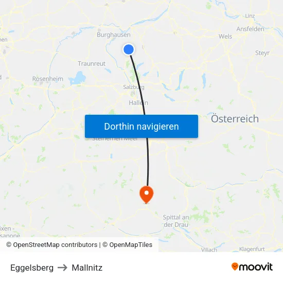 Eggelsberg to Mallnitz map