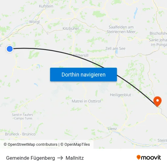 Gemeinde Fügenberg to Mallnitz map