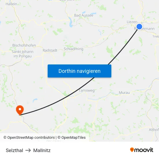 Selzthal to Mallnitz map