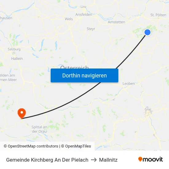 Gemeinde Kirchberg An Der Pielach to Mallnitz map