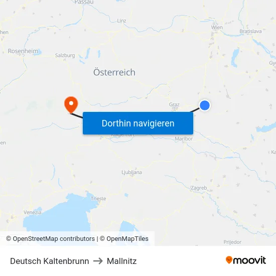 Deutsch Kaltenbrunn to Mallnitz map