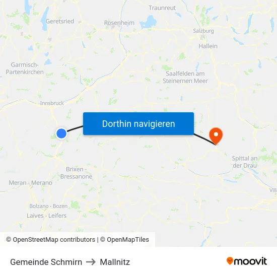 Gemeinde Schmirn to Mallnitz map