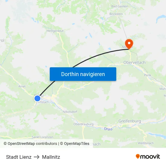 Stadt Lienz to Mallnitz map