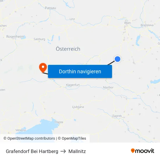 Grafendorf Bei Hartberg to Mallnitz map