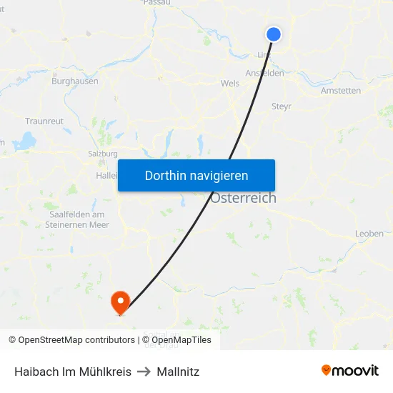 Haibach Im Mühlkreis to Mallnitz map