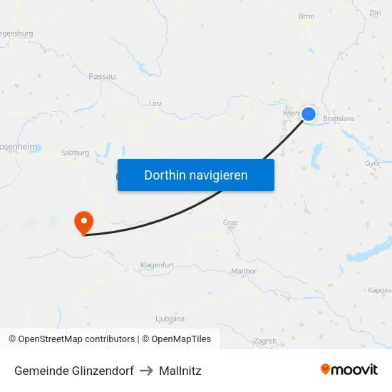 Gemeinde Glinzendorf to Mallnitz map