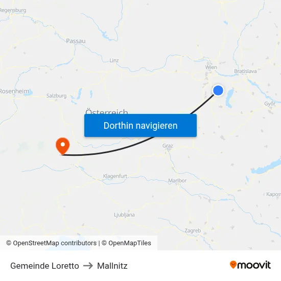 Gemeinde Loretto to Mallnitz map