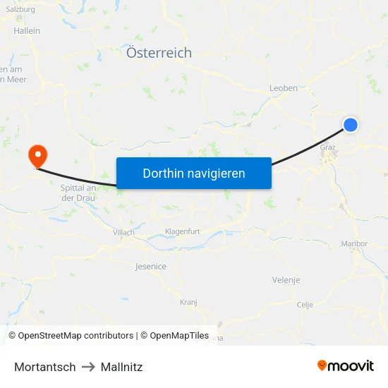 Mortantsch to Mallnitz map