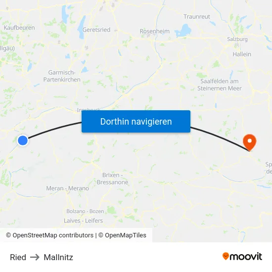 Ried to Mallnitz map